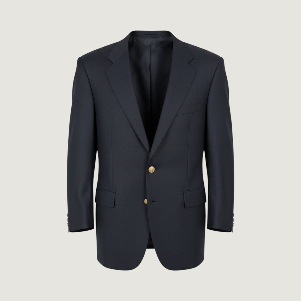 John Blair Mens Black Two Button Blazer Gold Tone Buttons Sport Coat 44